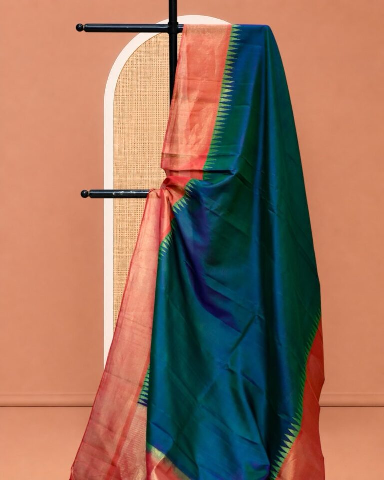 Teal Blue Pure Gadwal Silk Dupatta