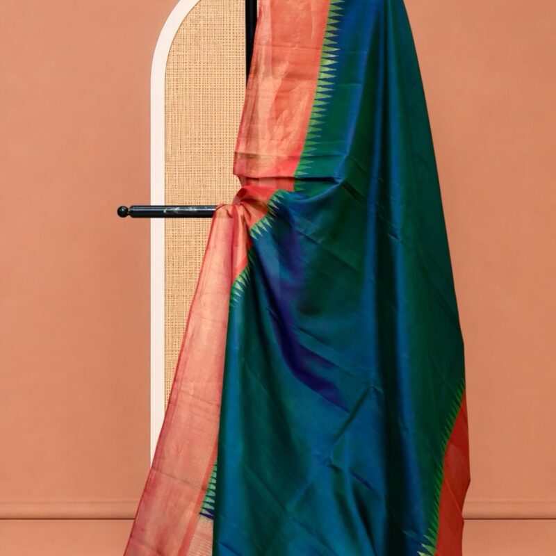Teal Blue Pure Gadwal Silk Dupatta