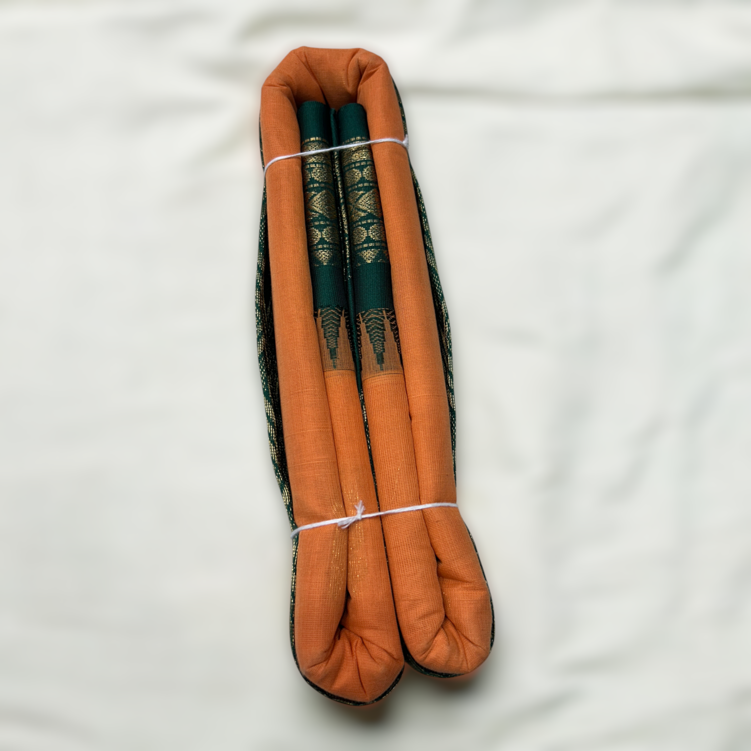 Burnt Orange Pure Cotton Gadwal Saree