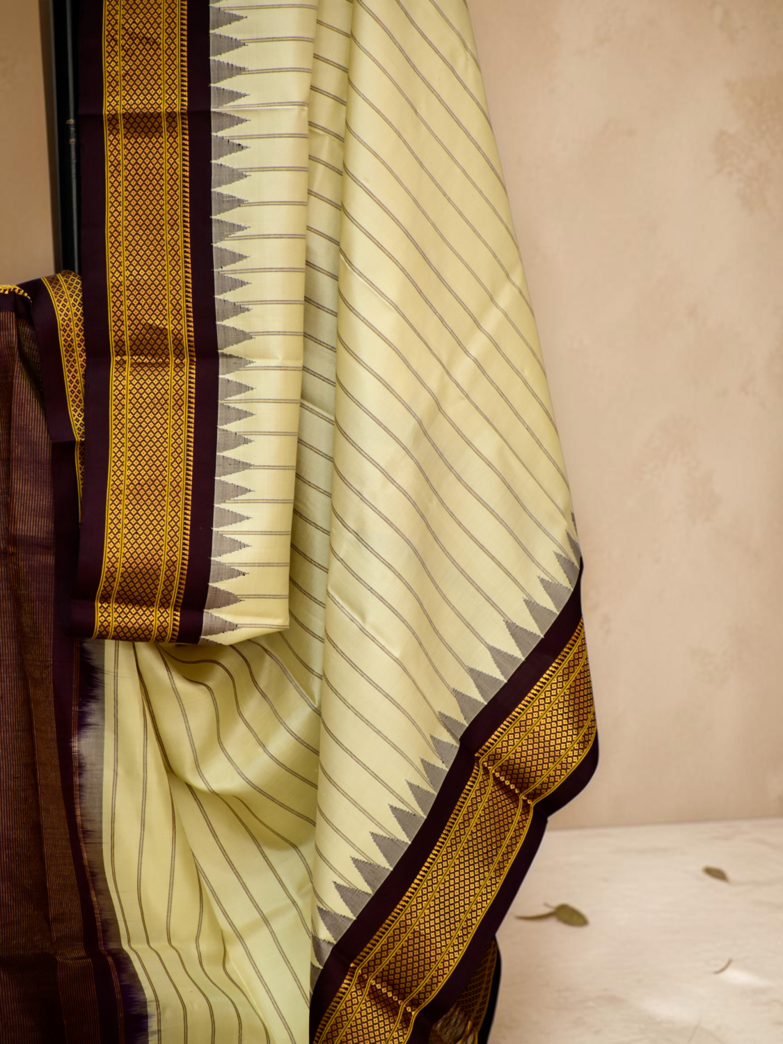 Off White & Black Pure Handloom Silk Dupatta
