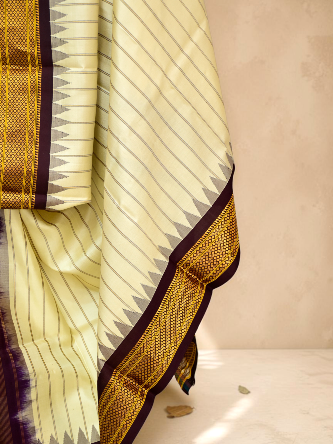 Off White & Black Pure Handloom Silk Dupatta