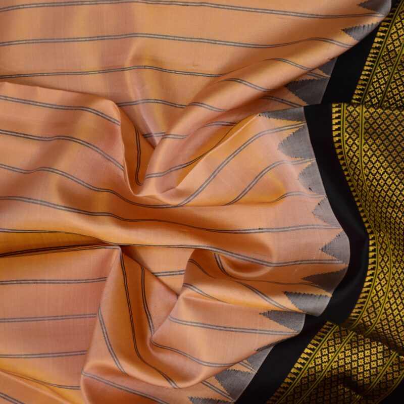 Peach & Wine Dual Shade Pure Handloom Gadwal Dupatta - view 3