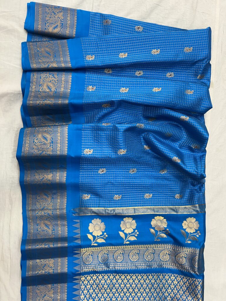 Sky Blue Vintage Tissue Pure Silk Gadwal Saree