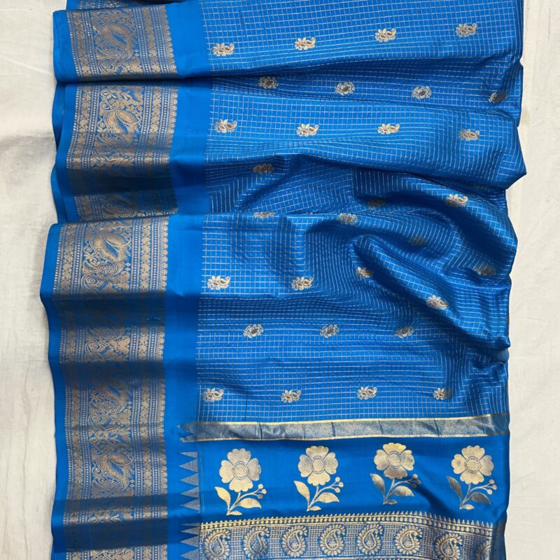 Sky Blue Vintage Tissue Pure Silk Gadwal Saree