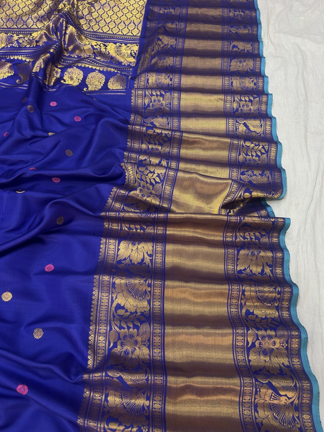 Royal Blue Pure Gadwal Handloom Silk Saree