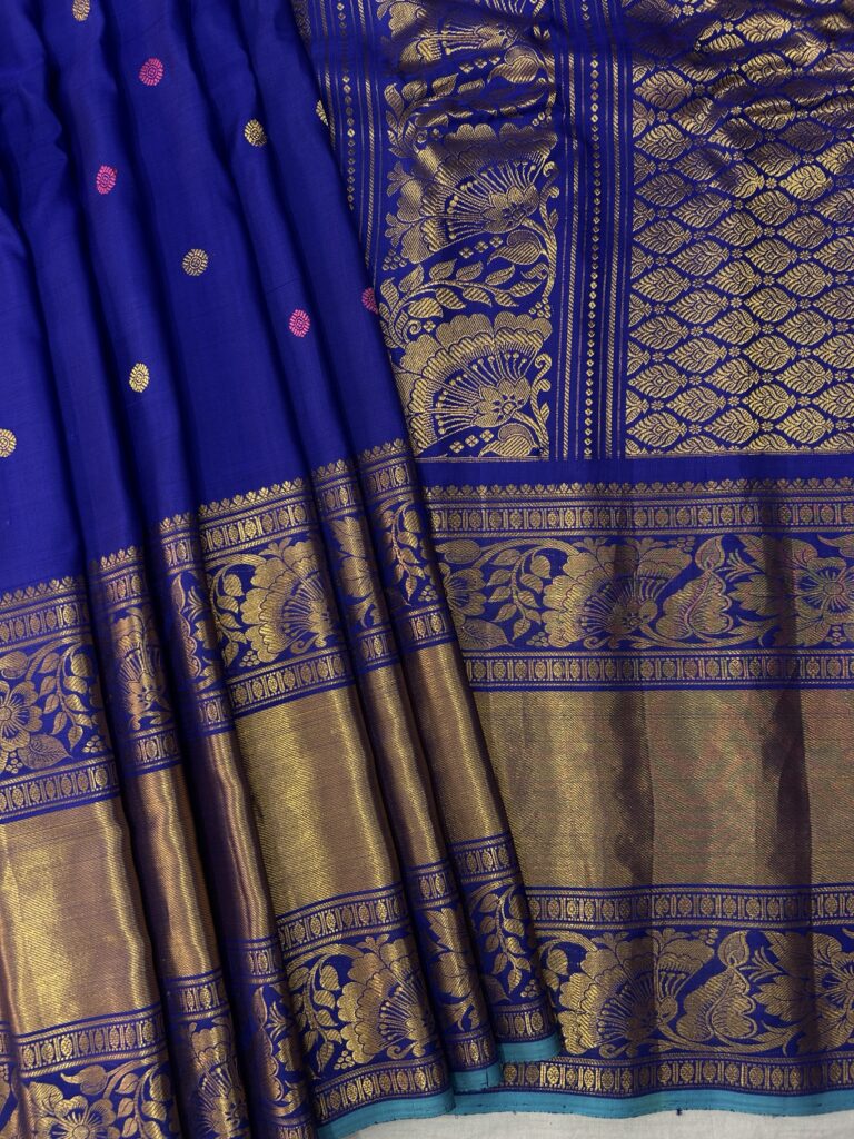 Royal Blue Pure Gadwal Handloom Silk Saree