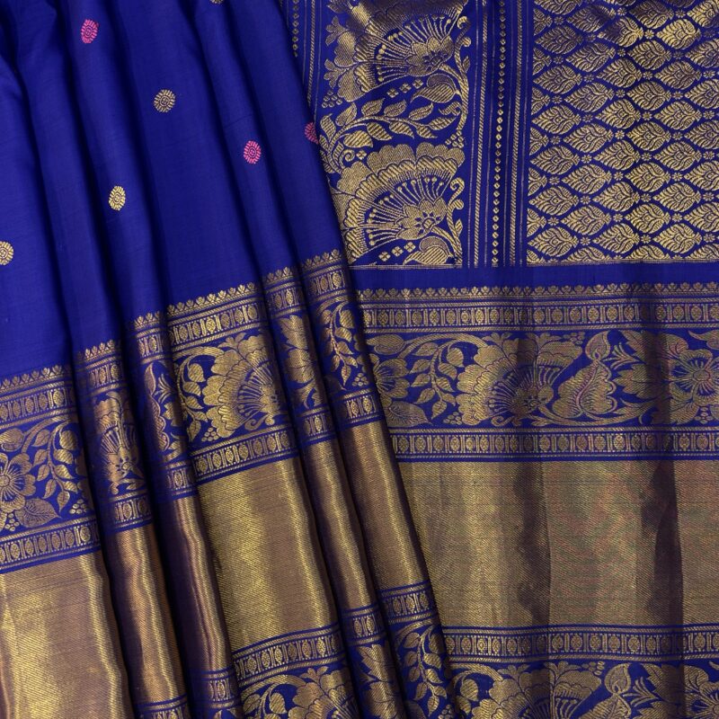 Royal Blue Pure Gadwal Handloom Silk Saree