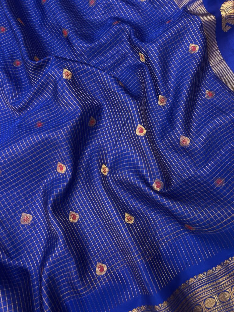 Royal Blue Zari Tissue Saree