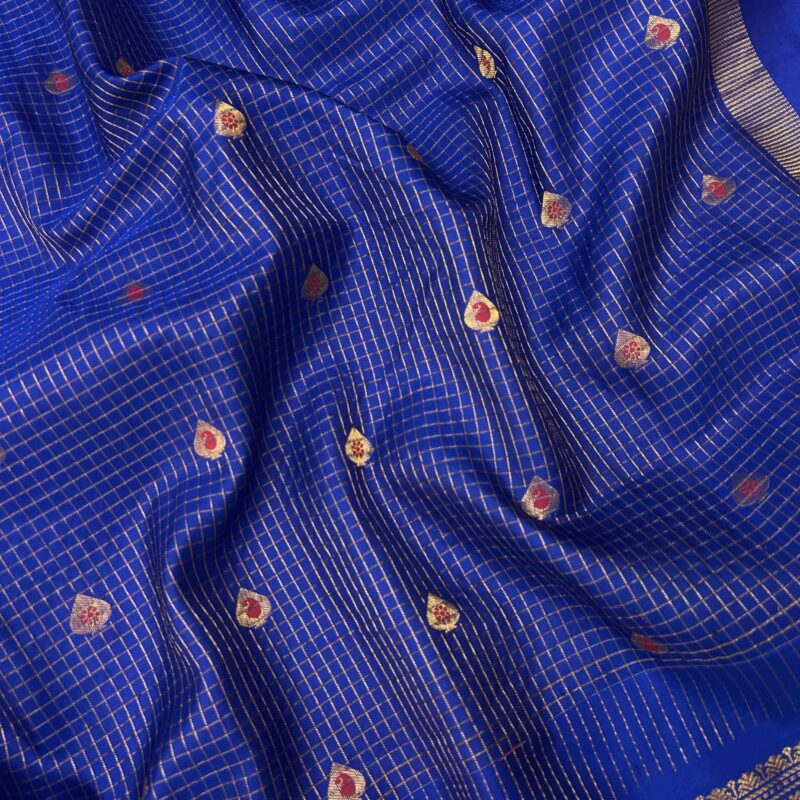 Royal Blue Zari Tissue Saree