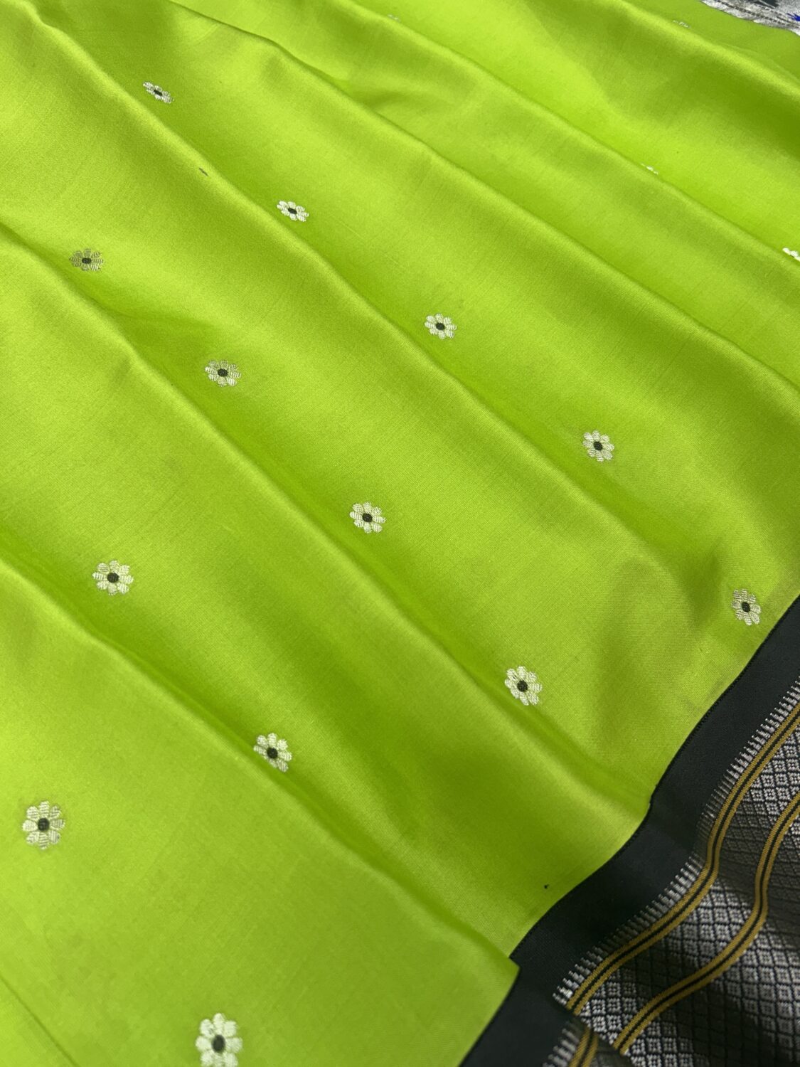 Lime Green Pure Silk Paithani Saree