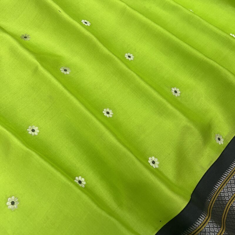 Lime Green Pure Silk Paithani Saree - view 3