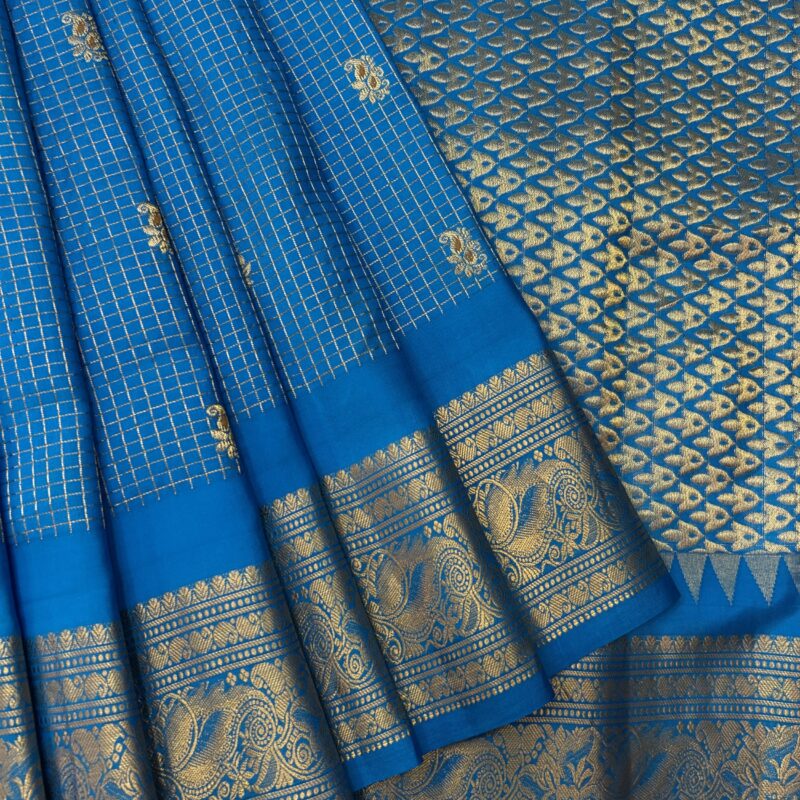 Blue Pure Silk Gadwal Saree
