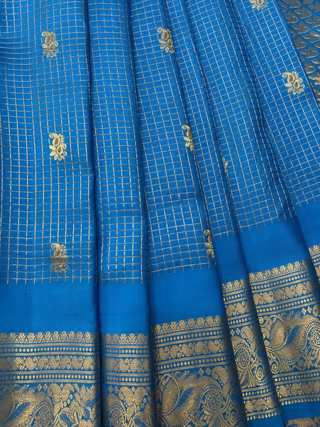 Blue Pure Silk Gadwal Saree