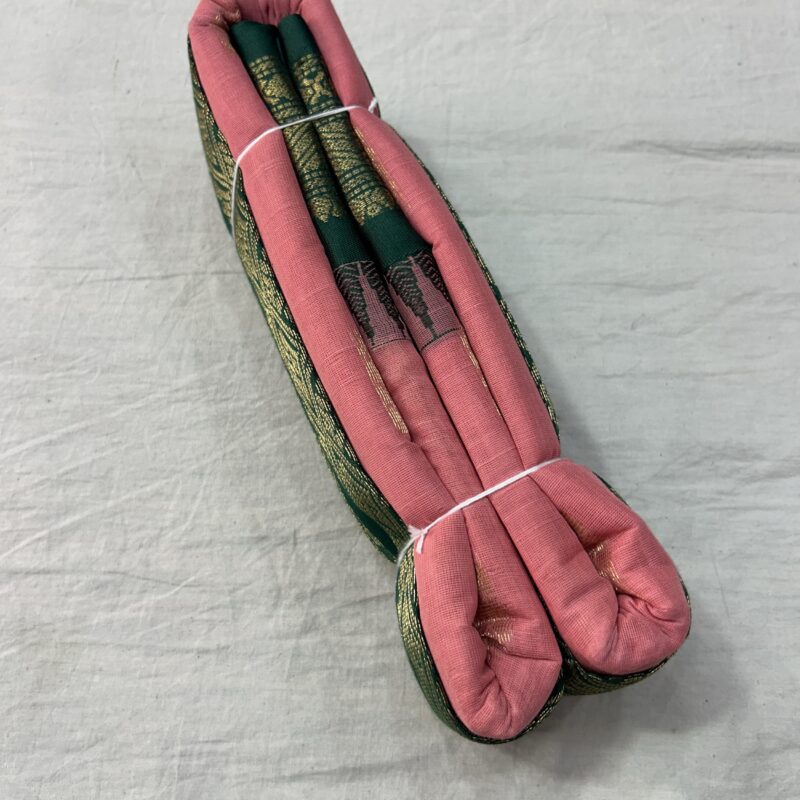 Baby Pink Bottle Green Pure Cotton Gadwal Saree