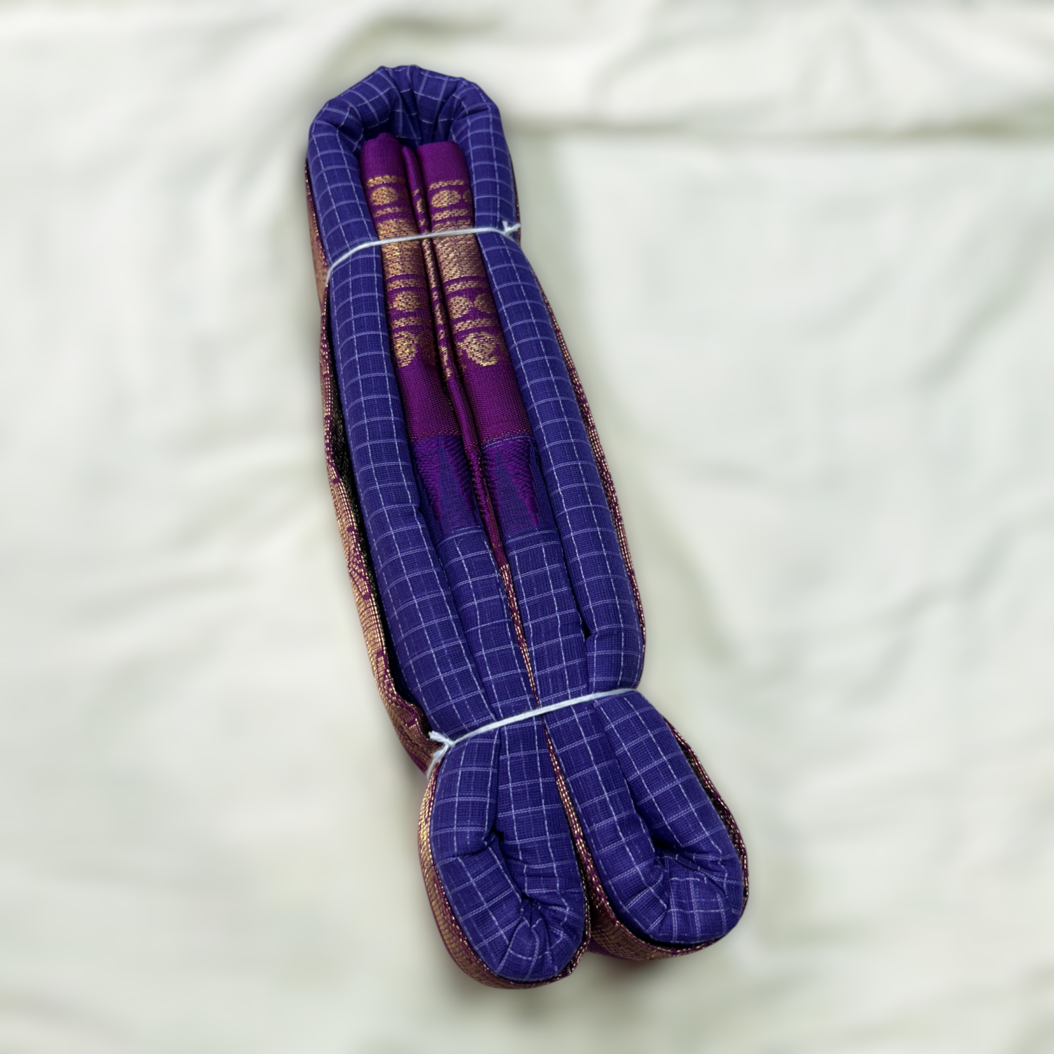 Royal Blue Checks Pure Cotton Gadwal Saree