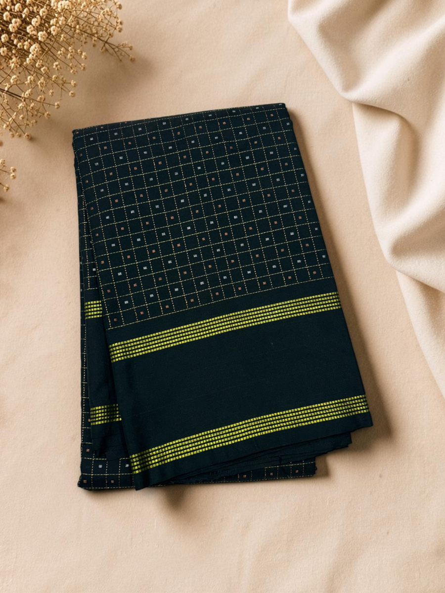 Dark Navy Yellow Stripe Fancy Saree
