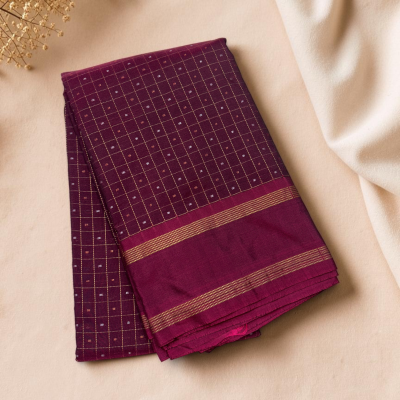 Burgundy Gold Border Fancy Saree