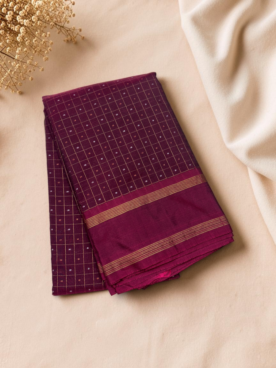 Burgundy Gold Border Fancy Saree