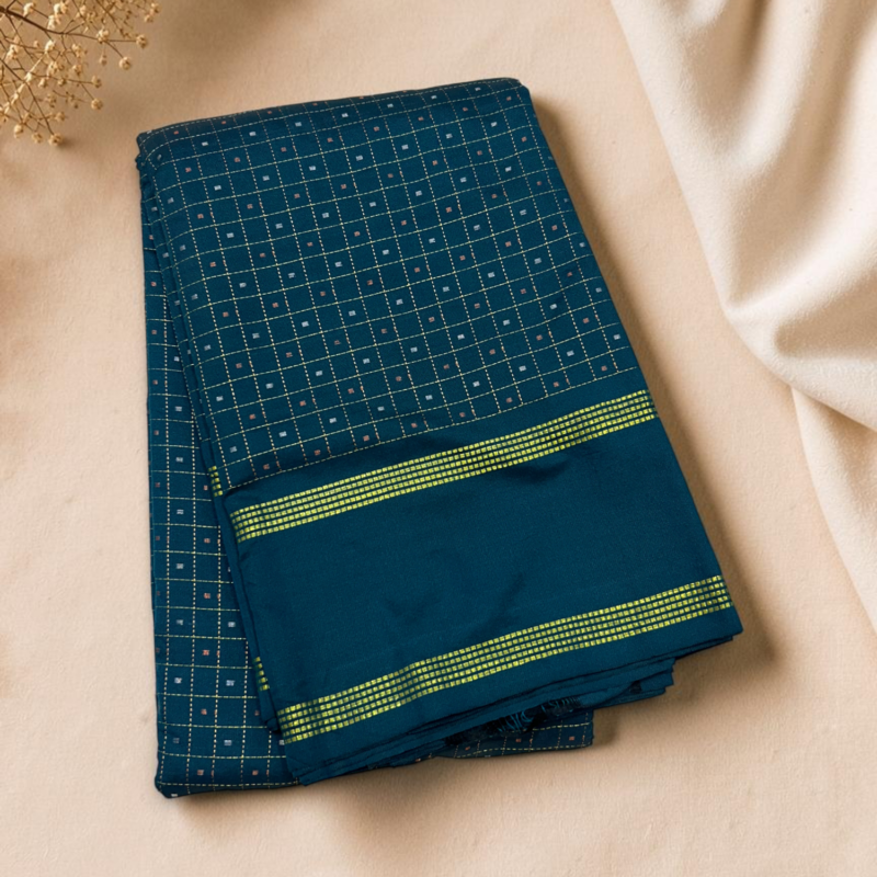Teal Yellow Stripe Fancy Saree