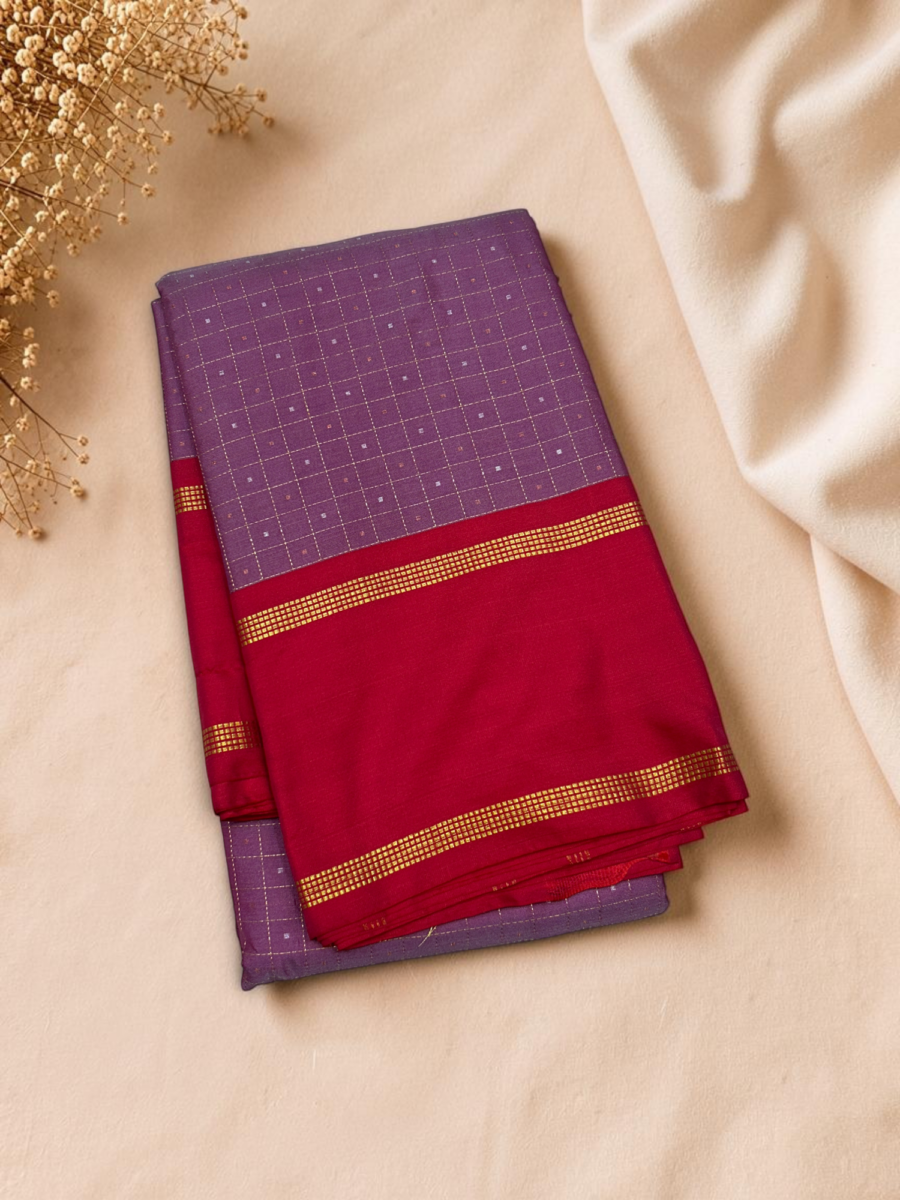 Purple Deep Red Pallu Fancy Saree