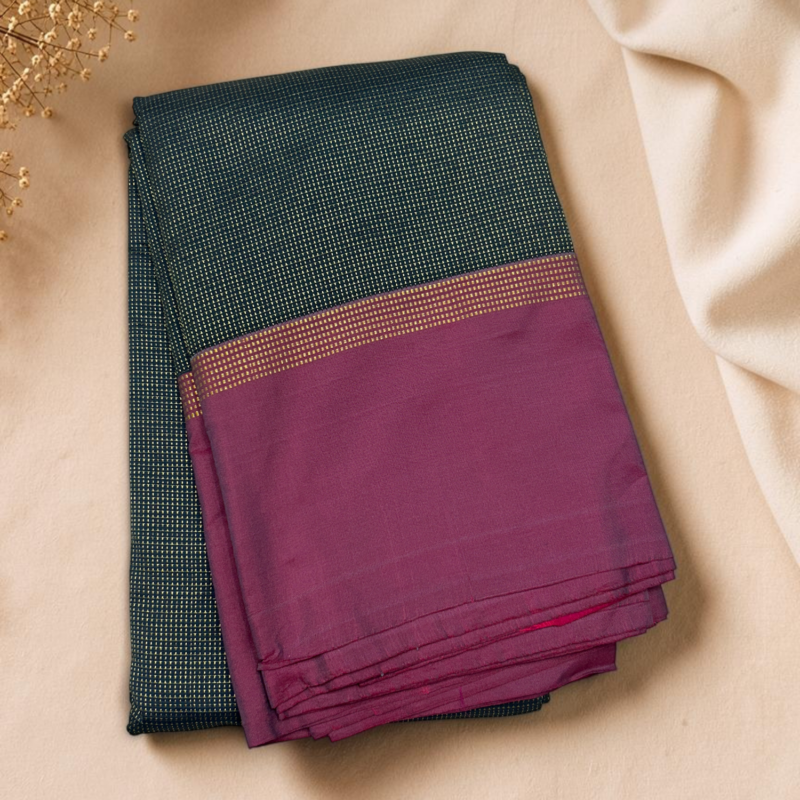 Dark Teal Burgundy Pallu Fancy Saree