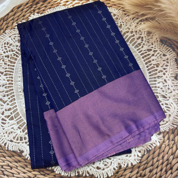 Navy Blue Saree with Lavender Contrast Pallu
