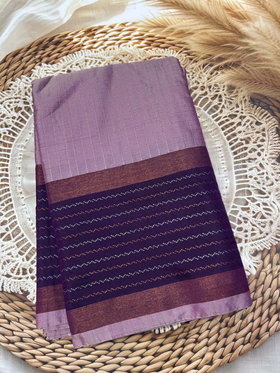 Lilac Saree with Deep Purple Contrast Pallu