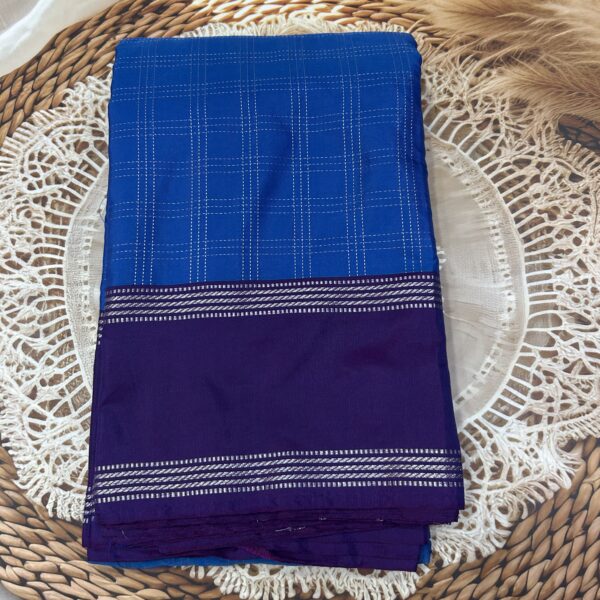 Royal Blue Saree with Violet Contrast Pallu
