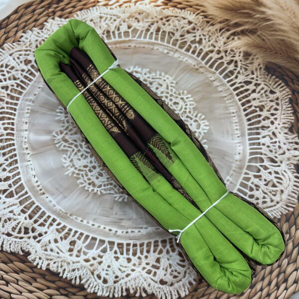 Parrot Green Coffee Brown Pure Cotton Gadwal Saree