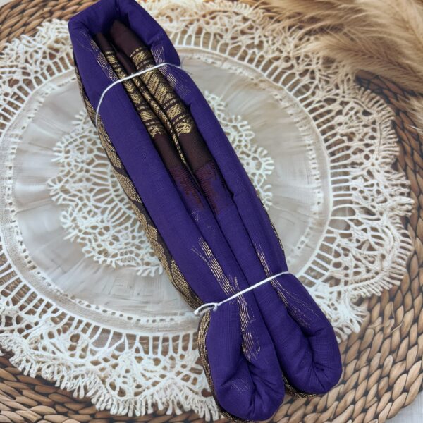 Royal Purple Coffee Brown Pure Cotton Gadwal Saree