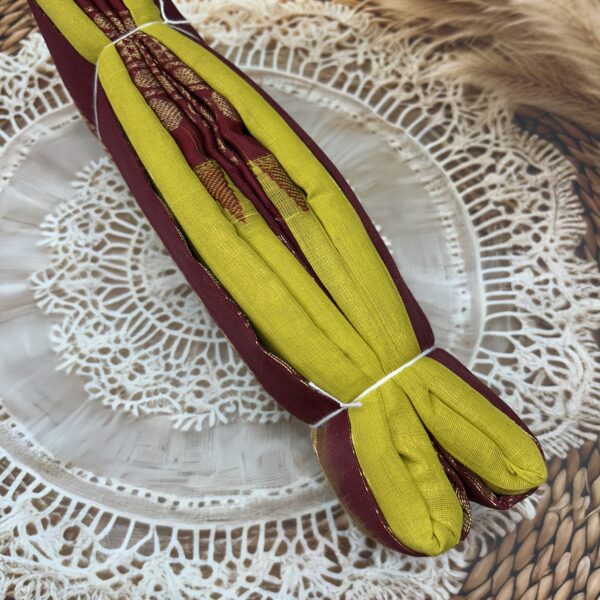 Lemon Yellow Maroon Pure Cotton Gadwal Saree