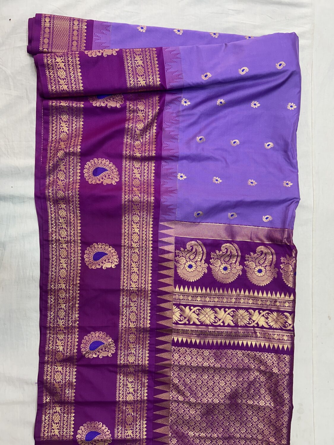 Lavender Saree with Purple Border - Premium Semi Gadwal