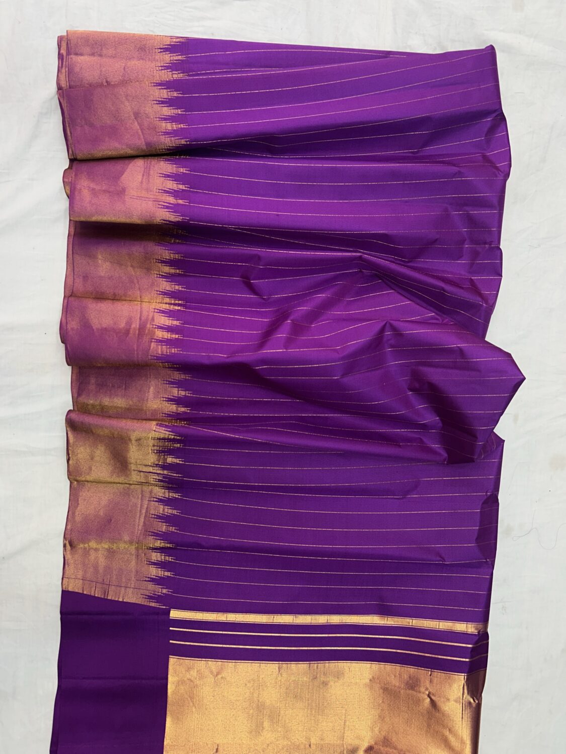 Purple Gold Temple Border Gadwal Silk Saree – Pure Silk with Self Blouse