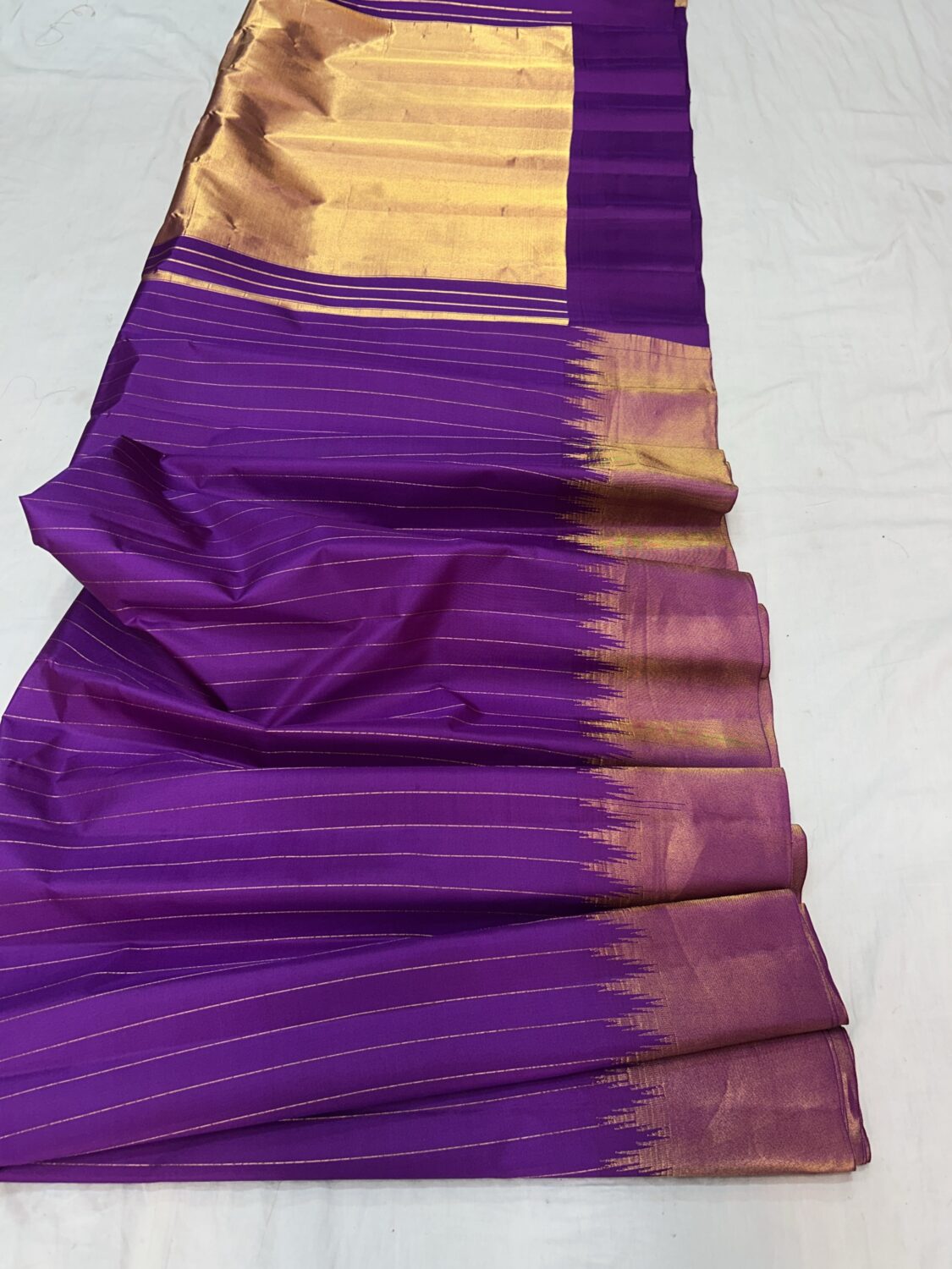 Purple Gold Temple Border Gadwal Silk Saree – Pure Silk with Self Blouse
