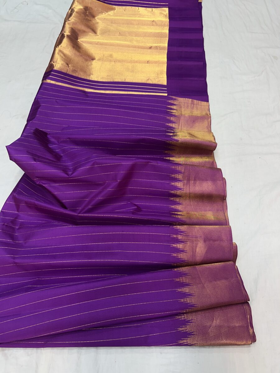 Purple Gold Temple Border Gadwal Silk Saree – Pure Silk with Self Blouse