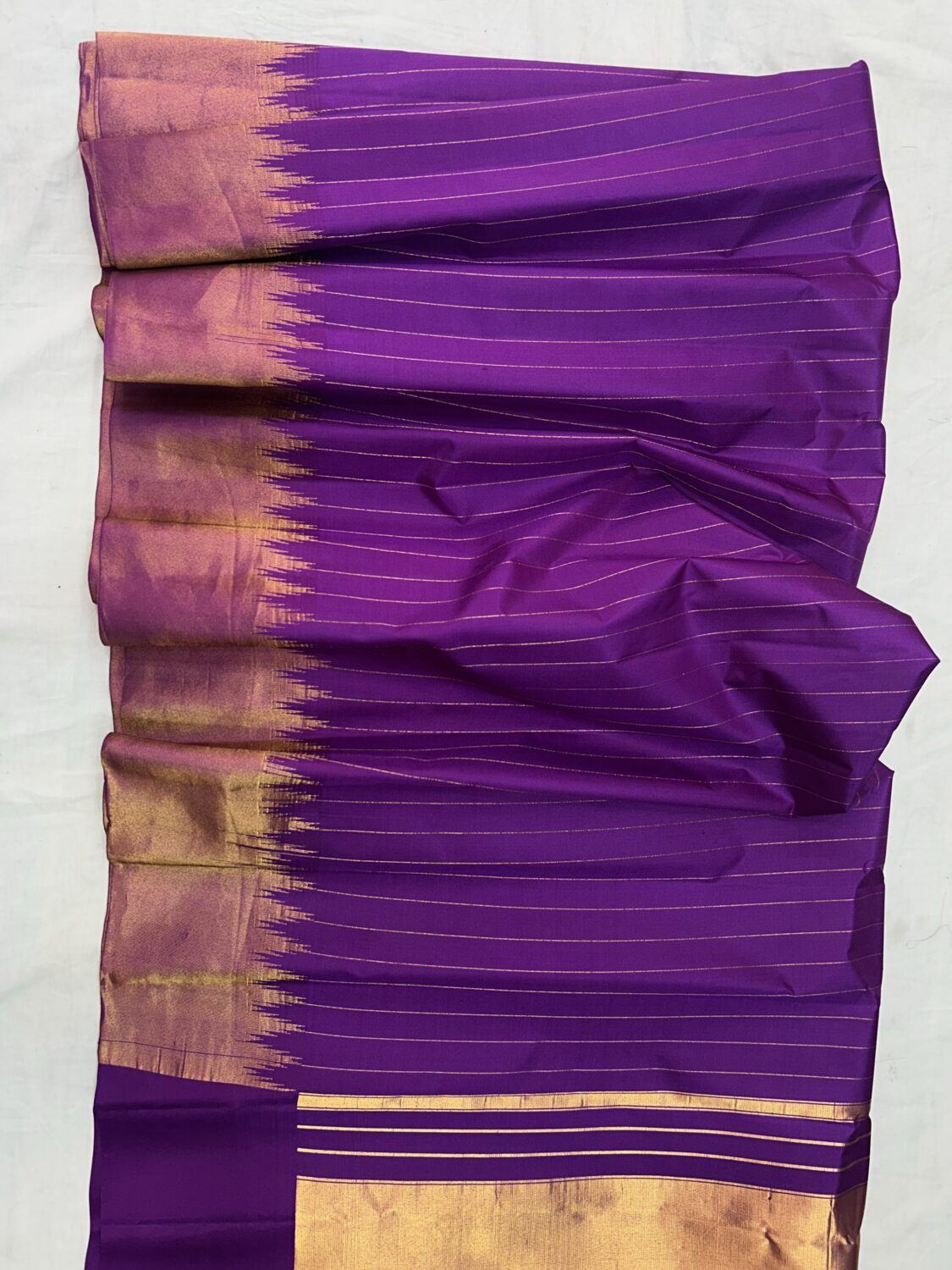 Purple Gold Temple Border Gadwal Silk Saree – Pure Silk with Self Blouse