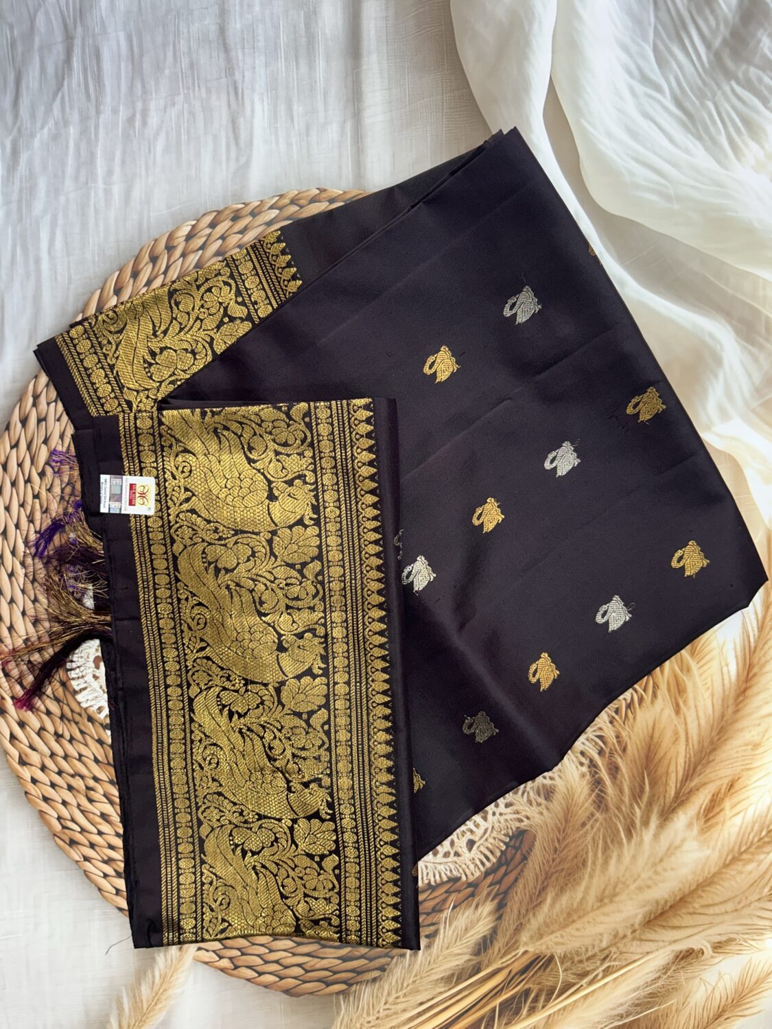 Dark Coffee Brown Wide Border Gadwal Dupatta
